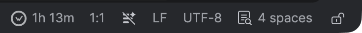 Android Studio status bar showing today's coding time next to the WakaTime icon