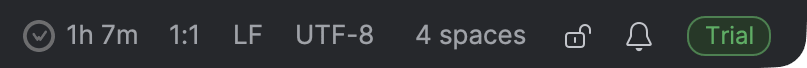 DataGrip status bar showing today's coding time next to the WakaTime icon
