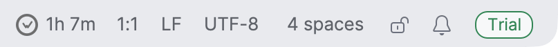 DataGrip status bar showing today's coding time next to the WakaTime icon