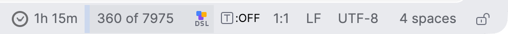 MPS status bar showing today's coding time next to the WakaTime icon