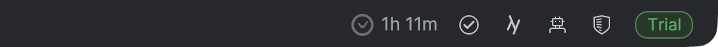 Rider status bar showing today's coding time next to the WakaTime icon