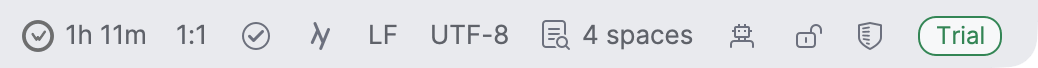 Rider status bar showing today's coding time next to the WakaTime icon