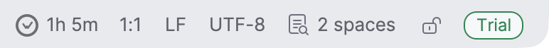 RubyMine status bar showing today's coding time next to the WakaTime icon