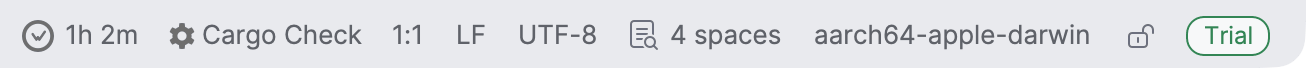 RustRover status bar showing today's coding time next to the WakaTime icon
