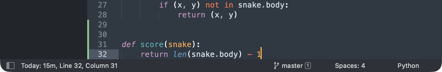 Sublime Text status bar showing Today: 15m