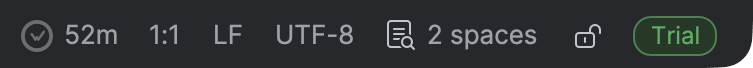 WebStorm status bar showing today's coding time next to the WakaTime icon